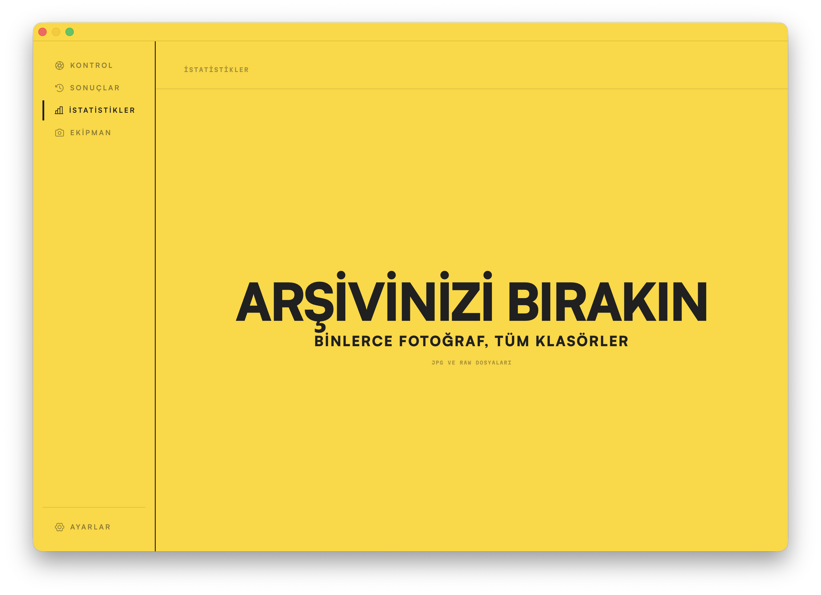 İstatistikler bırakma alanı. Başlamak için binlerce fotoğrafı ya da klasörlerin tamamını bırakın.